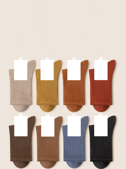 6 paires de chaussettes d'hiver en coton unies pour femmes