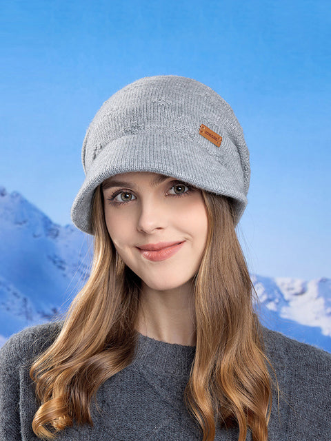 Bonnet d'hiver chaud en tricot solide pour femme