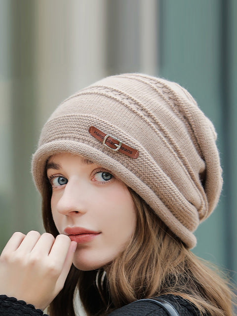 Bonnet tricoté chaud et décontracté pour femme