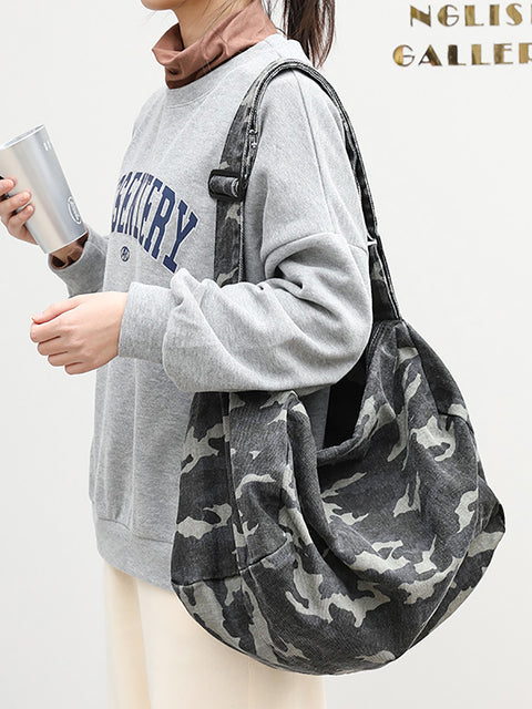 Sac à bandoulière délavé camouflage artistique pour femme