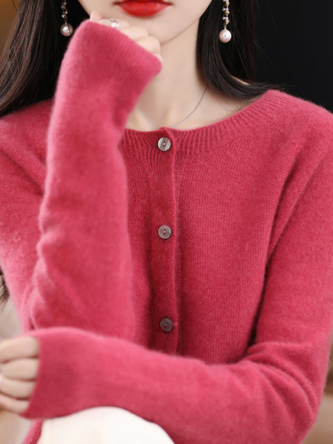 Cardigan d'hiver en laine pour femme, pull uni