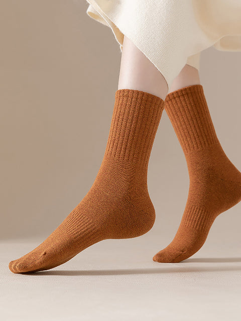 6 paires de chaussettes d'hiver en coton unies pour femmes