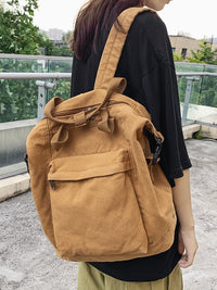 Thumbnail for Women Casual Solid Square Canvas Backpack