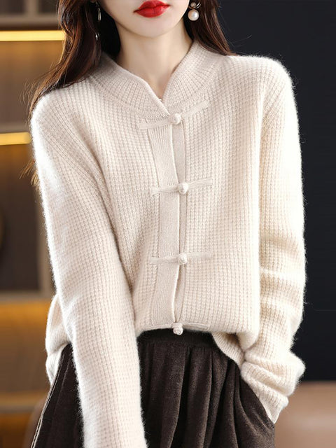 Women Casual Winter Wool Solid Knitted Sweater