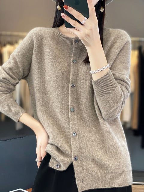 Pull en tricot à col rond en laine pour femme