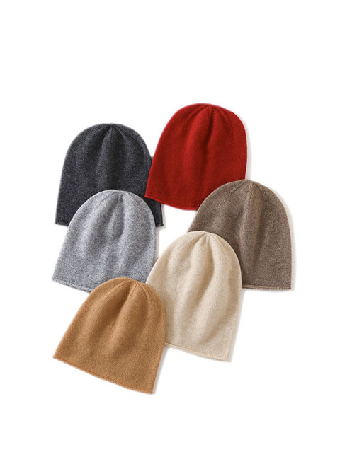 Bonnet en tricot à ourlet solide et chaud pour femme