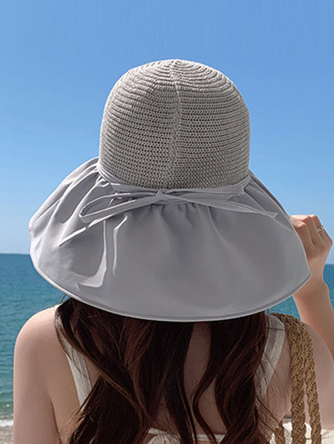 Chapeau de soleil solide épissé à la mode d'été pour femmes