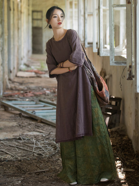 Robe d'été vintage à franges et ourlet fendu pour femmes