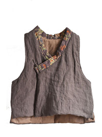 Thumbnail for Women Ethnic Flower Spliced V-Neck Vest Coat