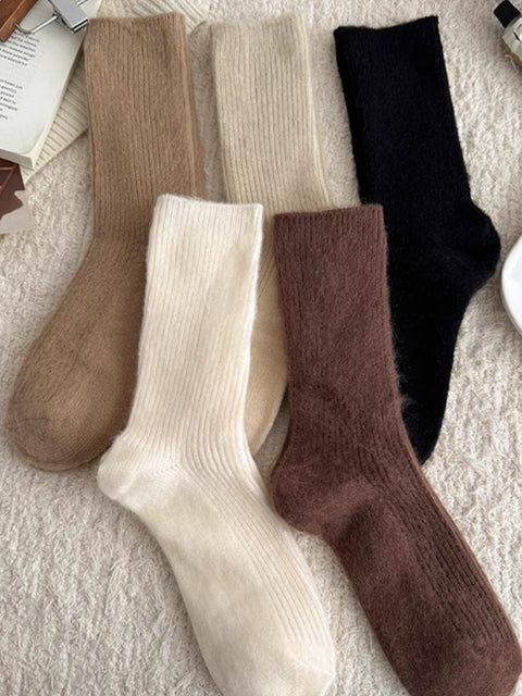 Lot de 5 paires de chaussettes d'hiver chaudes et solides pour femmes