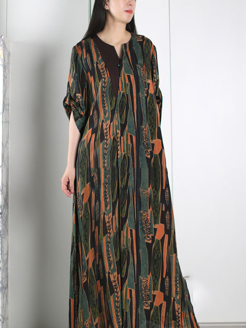 Robe longue vintage épissée d'été pour femmes de grande taille