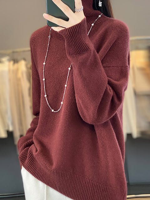 Pull en laine à col rond et rayures pour femme, décontracté, automne