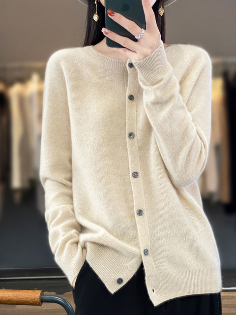 Pull en tricot à col rond en laine pour femme