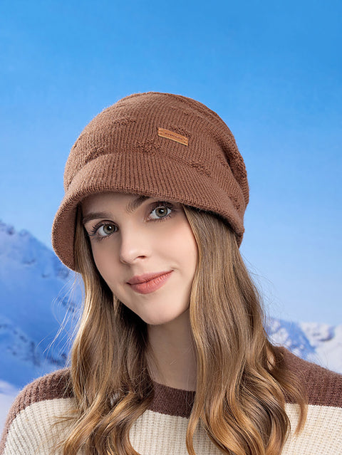 Bonnet d'hiver chaud en tricot solide pour femme