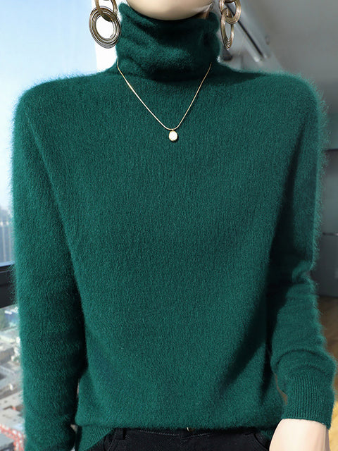 Women Autumn Turtleneck Wool Soft Warm Knit Sweater