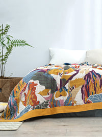 Thumbnail for Multi-layer Cotton Flower Jacquard Bedcover Sofa Blanket