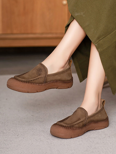 Women Vintage Casual Genuine Leather Flat Shoes