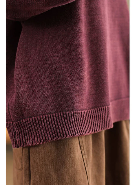 Pull en tricot à col rond décontracté pour femme, couleur unie, automne