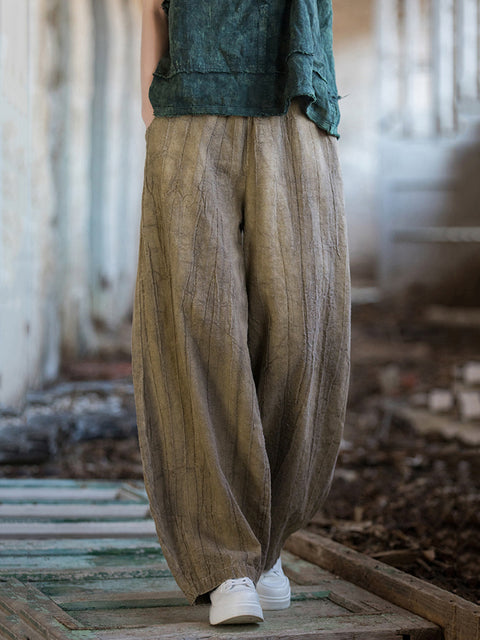 Pantalon lanterne de poche rétro tie-dye pour femmes de grande taille d'été