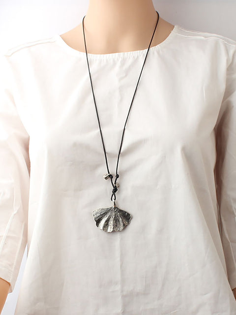 Collier de pull artistique Ginkgo en alliage vintage