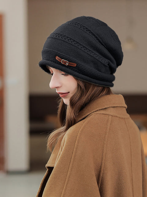 Bonnet tricoté chaud et décontracté pour femme