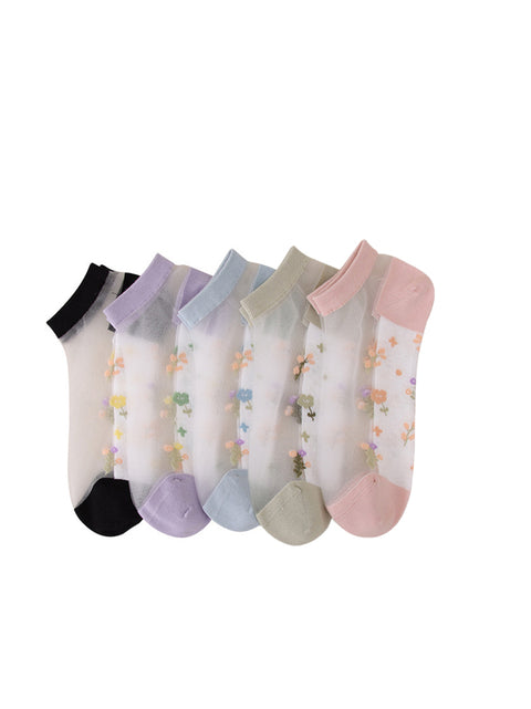 Lot de 5 paires de chaussettes fines en jacquard pour femme