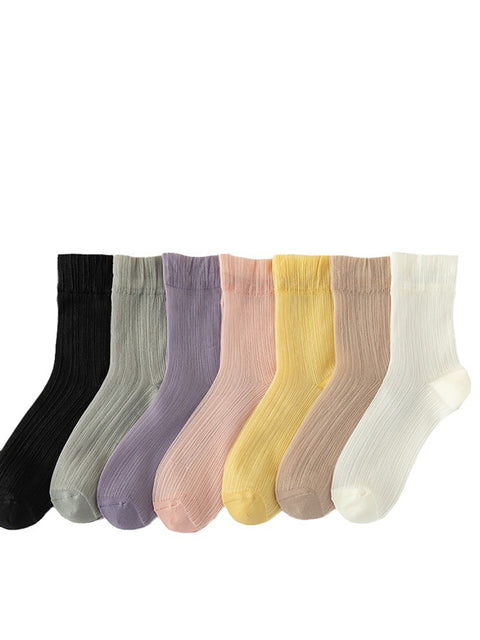 Lot de 7 paires de chaussettes fines unies pour femme