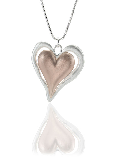 Fashion Alloy Heart Pendent Sweater Necklace