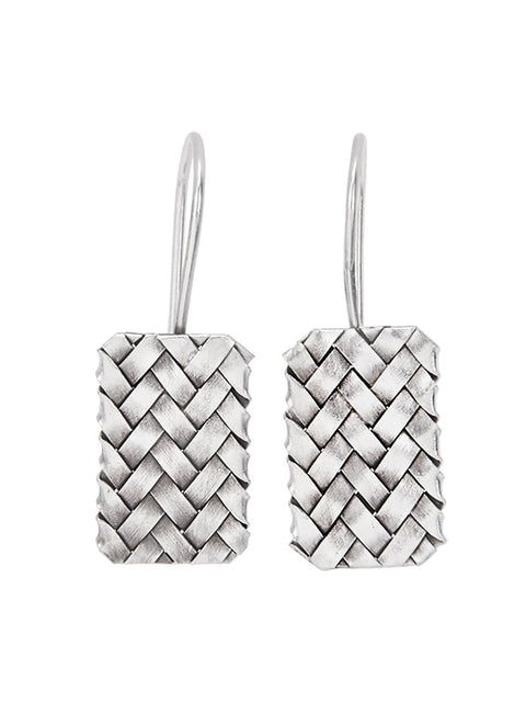 Women Vintage S925Sliver Knitted Ethnic Earrings