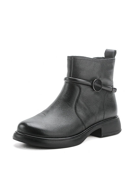 Women Casual Genuine Leather Low Heel Martin Boots