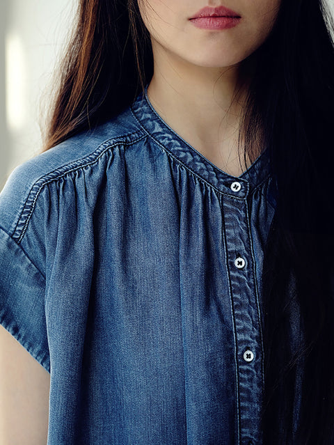 Robe d'été décontractée en jean bleu uni pour femmes de grande taille