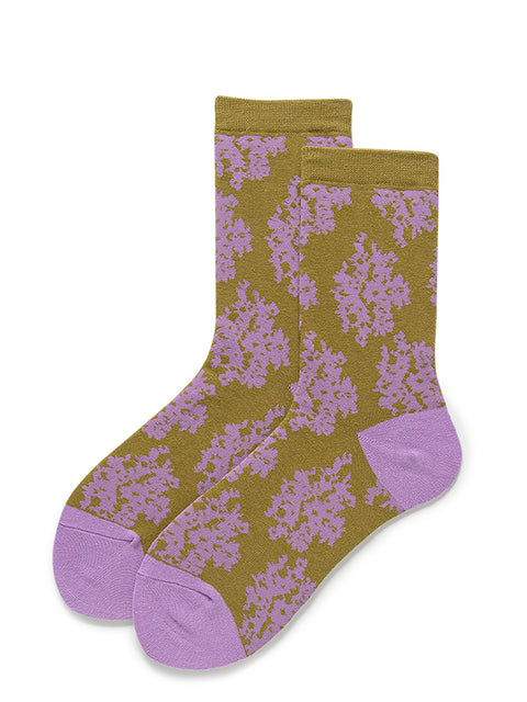 Lot de 3 paires de chaussettes en coton à imprimé floral artistique pour femme