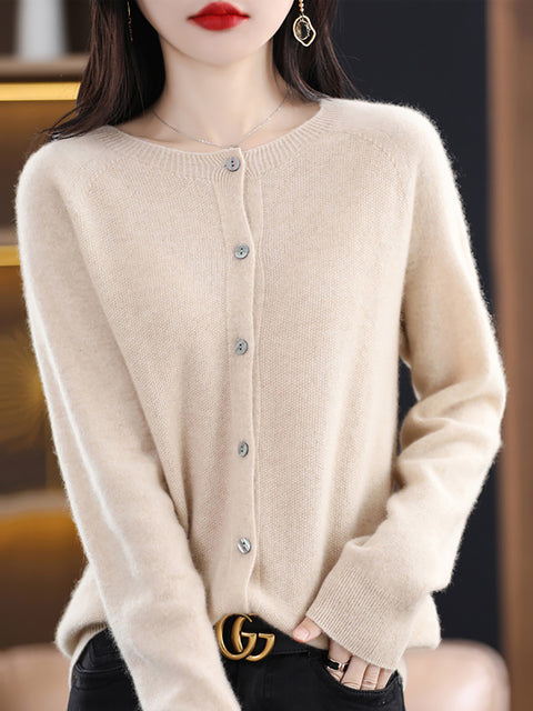 Cardigan d'hiver en laine pour femme, pull uni