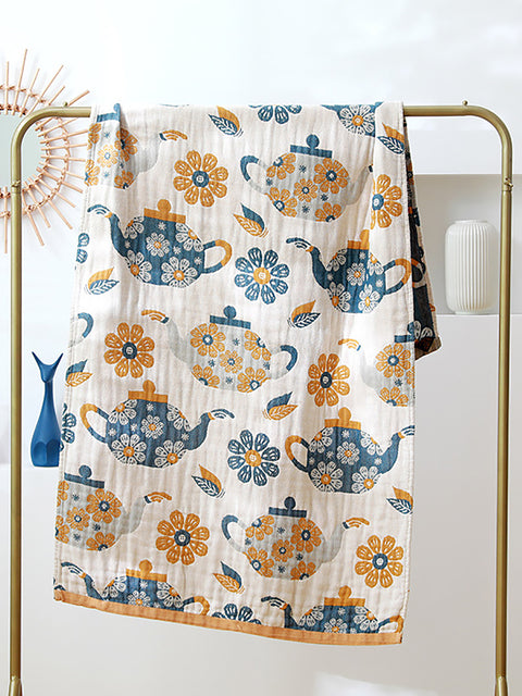 Serviette de bain adulte en coton absorbant floral 