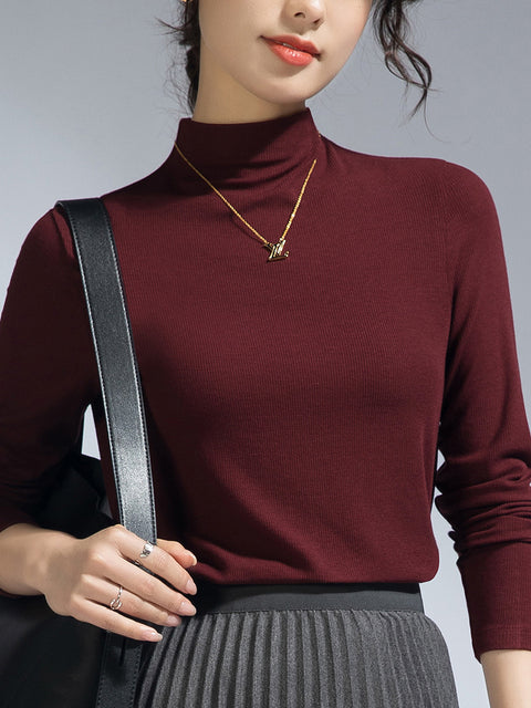 Women Spring Half-Turtleneck Bottom Blouse