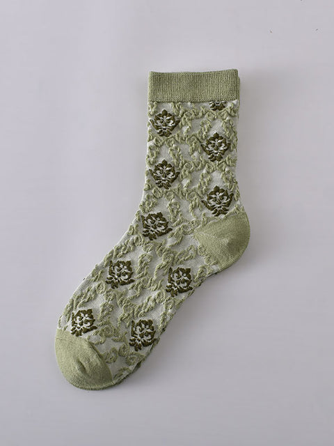 7 paires de chaussettes jacquard vintage en relief pour femmes