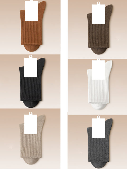 6 paires de chaussettes d'hiver en coton unies pour femmes