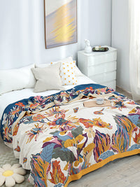 Thumbnail for Multi-layer Cotton Flower Jacquard Bedcover Sofa Blanket