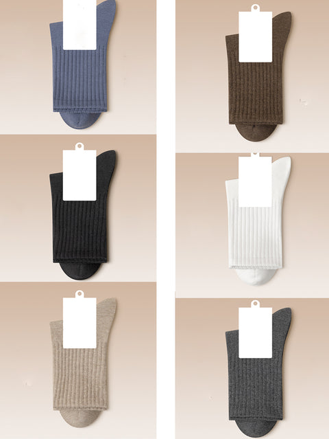 6 paires de chaussettes d'hiver en coton unies pour femmes