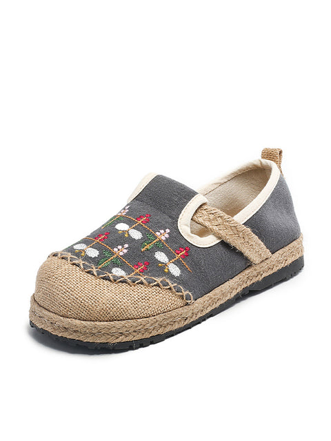 Chaussures de broderie en lin et coton pour femmes, printemps