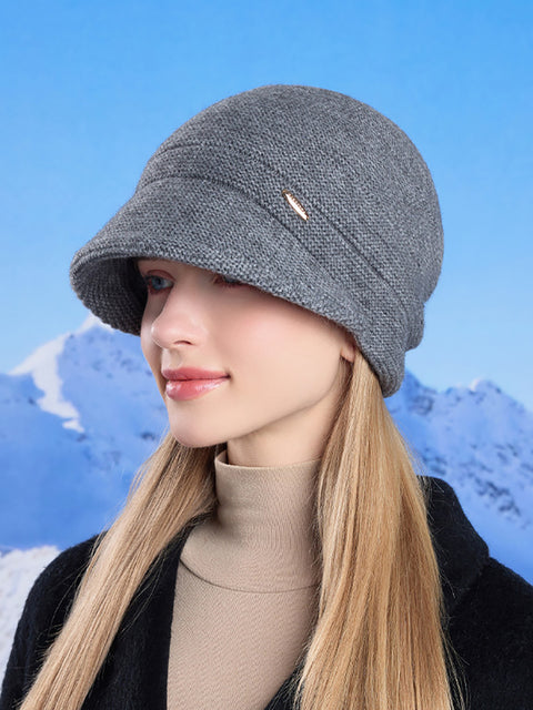 Bonnet d'hiver en tricot chaud et solide pour femme