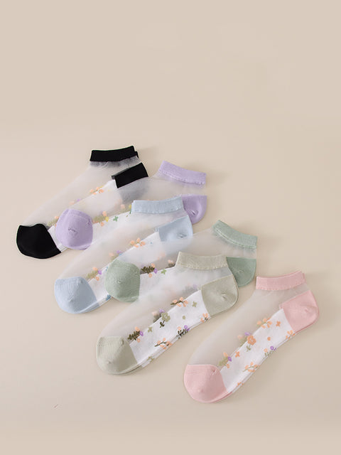 Lot de 5 paires de chaussettes fines en jacquard pour femme