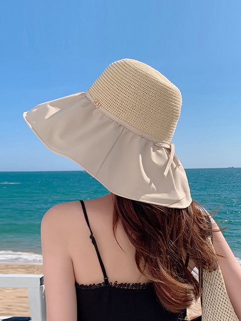 Chapeau de soleil solide épissé à la mode d'été pour femmes