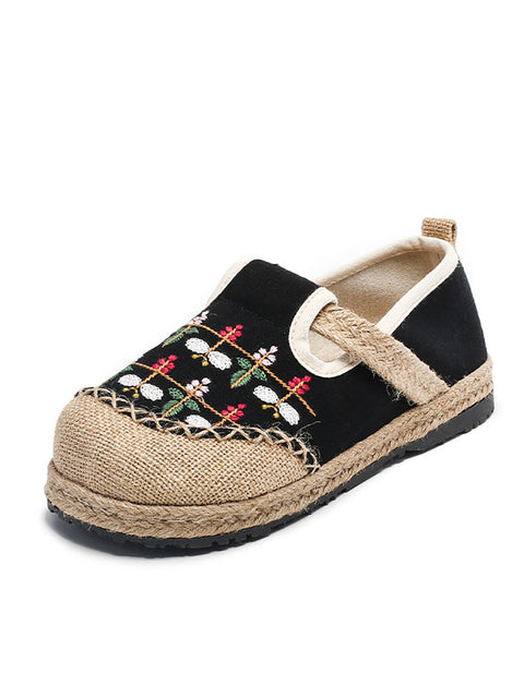 Chaussures de broderie en lin et coton pour femmes, printemps