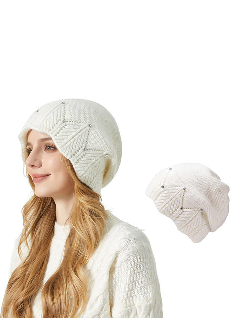 Bonnet tricoté en poils de lapin doux et chaud pour l'hiver