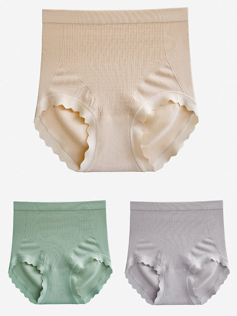 Lot de 3 sous-vêtements décontractés taille haute pour femmes, couleur pure