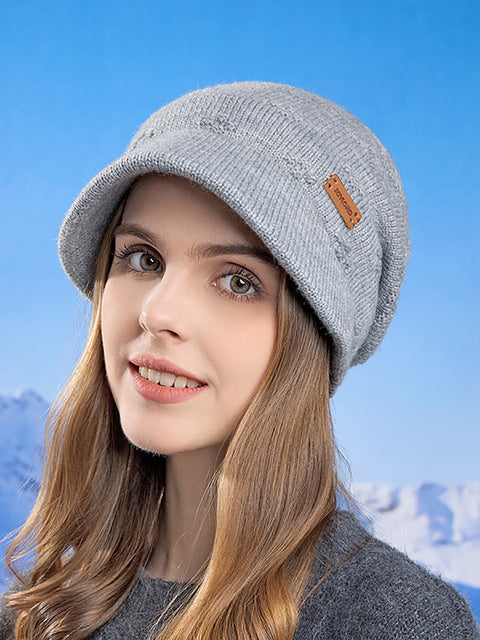 Bonnet d'hiver chaud en tricot solide pour femme