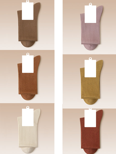 6 paires de chaussettes d'hiver en coton unies pour femmes