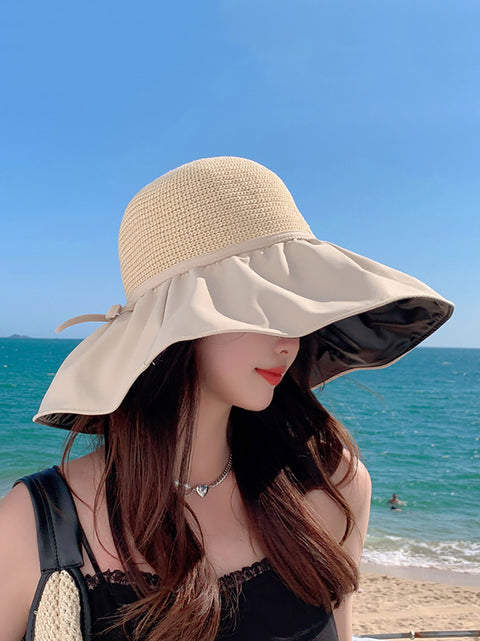 Chapeau de soleil solide épissé à la mode d'été pour femmes