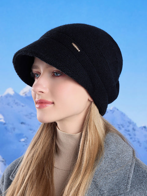 Bonnet d'hiver en tricot chaud et solide pour femme